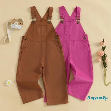 Quần yếm Denim Aqua-Kid màu trơn không tay, dây đeo vai chỉnh được - Giá ưu đãi