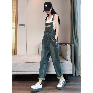 Quần yếm denim cổ điển nữ thời trang thu đông - Tôn body thon gọn, giảm 23% 5