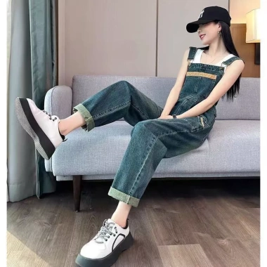 Quần yếm denim cổ điển nữ thời trang thu đông - Tôn body thon gọn, giảm 23% 8