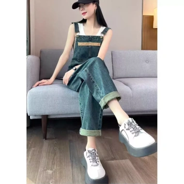 Quần yếm denim cổ điển nữ thời trang thu đông - Tôn body thon gọn, giảm 23% 9