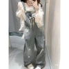 Quần yếm denim dáng dài nữ đính nơ, ống suông thời trang - Sale 346k 7