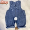 Quần yếm denim trẻ em LeTong có tai thỏ, quần dài dễ thương cho bé gái