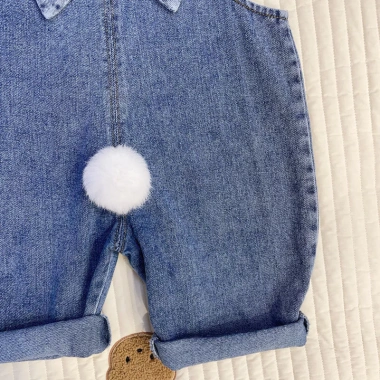 Quần yếm denim trẻ em LeTong có tai thỏ, quần dài dễ thương cho bé gái 5
