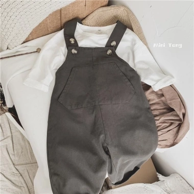 Quần yếm Unisex 2-6 tuổi dáng rộng Hàn Quốc mùa thu - xuân nhiệt đới, thoáng khí nhẹ, phong cách phiêu lưu 178.454 VND