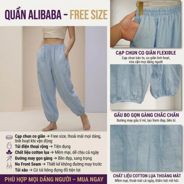 Quần Yoga Nữ Dáng Alibaba Cotton Lụa Co Giãn Thoáng Mát, Tập Tại Nhà - 423k 2