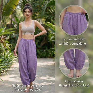 Quần Yoga Nữ Dáng Alibaba Cotton Lụa Co Giãn Thoáng Mát, Tập Tại Nhà - 423k 3