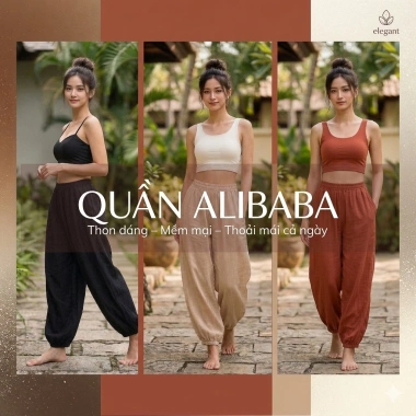 Quần Yoga Nữ Dáng Alibaba Cotton Lụa Co Giãn Thoáng Mát, Tập Tại Nhà - 423k 7