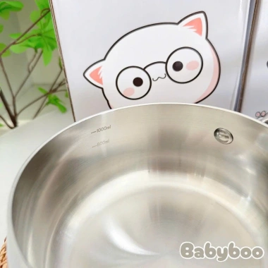 Quánh Inox 304 Babyboo Size 14 tay cầm inox và gỗ, giá 234.800đ ăn dặm 8