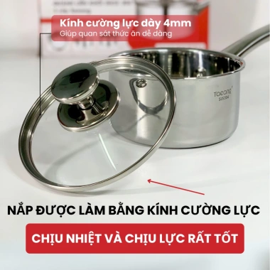 Quánh inox 304 liền khối TAEANG QLK14 14cm không lo cháy đáy - Quánh quấy bột, nấu cháo cho bé, giảm giá 20%
