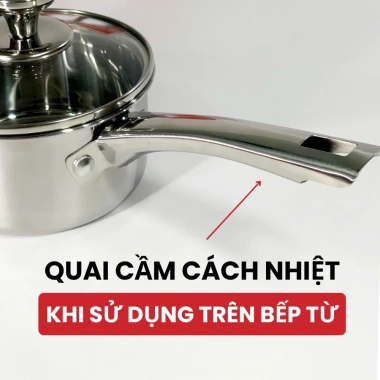 Quánh inox 304 liền khối TAEANG QLK14 14cm không lo cháy đáy - Quánh quấy bột, nấu cháo cho bé, giảm giá 20%