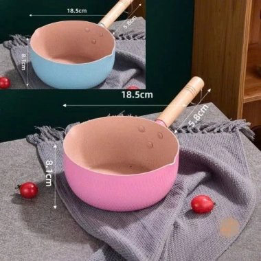 Quánh inox chống dính 18cm cán gỗ, nồi chảo nhập khẩu, lòng sâu, chỉ 88.000đ