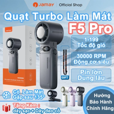 Quạt cầm tay JAMAY F5PRO B sạc lại, sò lạnh 199 tốc độ, 10.000mAh, 24h, gập 180 LED Quạt cầm tay JAMAY F5PRO B sạc lại, sò lạnh 199 tốc độ, 10.000mAh, 24h, gập 180 LED