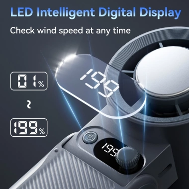 Quạt cầm tay JAMAY F5PRO B sạc lại, sò lạnh 199 tốc độ, 10.000mAh, 24h, gập 180 LED