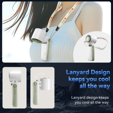 Quạt cầm tay JAMAY F5PRO B sạc lại, sò lạnh 199 tốc độ, 10.000mAh, 24h, gập 180 LED