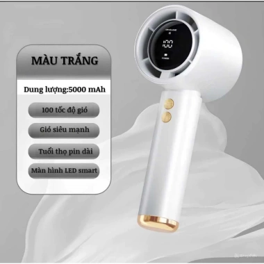 Quạt cầm tay mini pin 4.000mAh, 100 cấp độ gió, màn hình hiển thị pin - Siêu nhẹ 3