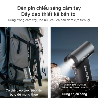 Quạt cầm tay mini Simplus Jet1 Gió mạnh, đèn LED tiện lợi, giảm 20% 7