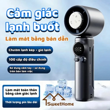 Quạt Cầm Tay Sạc Lại Pin Dài - Mát Lạnh Khi Du Lịch Ngoài Trời, Giá Chỉ 175k