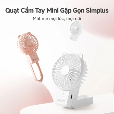 Quạt Cầm Tay Simplus Pink Mini Gập Lại Type-C 6 Tiếng Liên Tục Lite 3, Bảo hành 1 năm 1 đổi 1, Giá 93.900 VND 2