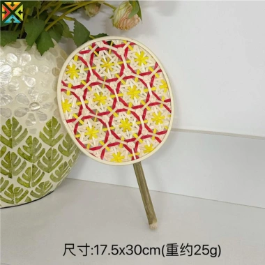 Quạt Cung Điện Tre Bện Đa Màu - Trang Trí Nhà Cửa Mùa Hè, Giá 130.798₫