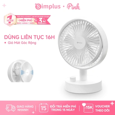 Quạt để bàn mini Simplus Pink 4.000mAh DFSH014 – Xách tay, chạy 16h liên tục, bảo hành 1 năm, giảm giá 421.900₫