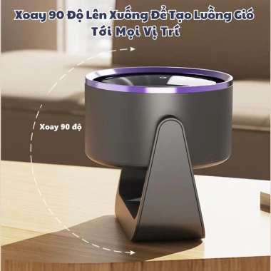 Quạt Để Bàn Tích Điện Xoay Gập 90° Động Cơ Không Chổi Than - Làm Mát Nhanh, Năng Lượng Thấp
