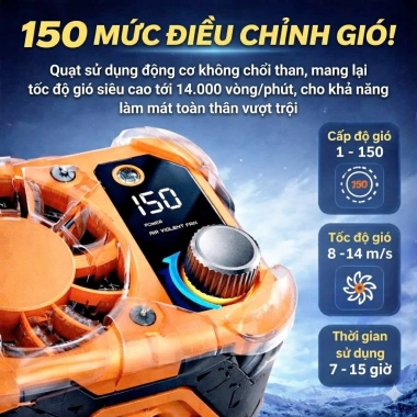Quạt Đeo Hông 3in1 Pin 12.000mAh LCD + Đèn Pin + Sạc Dự Phòng - Giá 269k 3