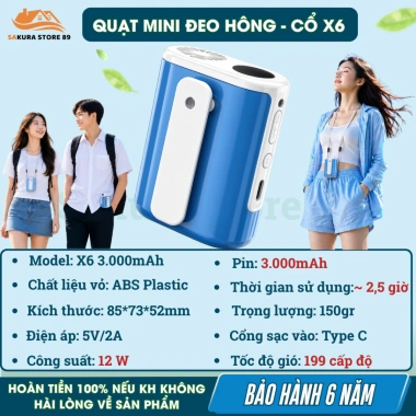 Quạt Đeo Hông 3in1 Pin 12.000mAh LCD + Đèn Pin + Sạc Dự Phòng - Giá 269k 10