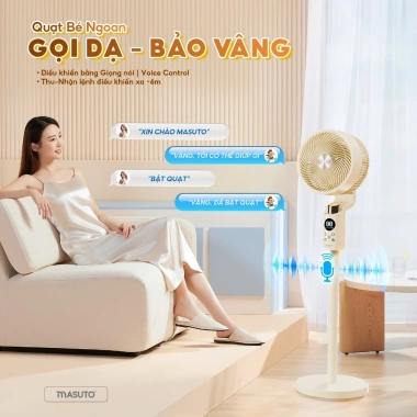 Quạt Điện Cây Masuto AI Thông Minh - Điều Khiển Giọng Nói, Phát Ion, Âm Tuần Hoàn, Tặng 10 Lì Xì, 1,455,000₫ 9