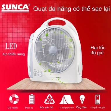 Quạt điện sạc SUNCA New Jia SF-299AL 10 inch khẩn cấp, yên tĩnh, giá 751.800₫