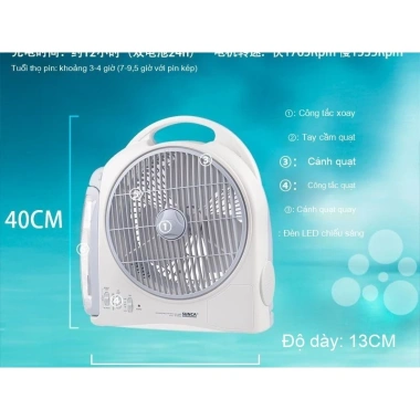 Quạt điện sạc SUNCA New Jia SF-299AL 10 inch khẩn cấp, yên tĩnh, giá 751.800₫ 7 Quạt điện sạc SUNCA New Jia SF-299AL 10 inch khẩn cấp, yên tĩnh, giá 751.800₫ 7