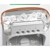 Quạt điều hòa hơi nước mini 3 chế độ, LED tích hợp, sạc USB, phun sương cho bàn, giá 100k, bảo hành 5