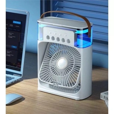 Quạt điều hòa hơi nước mini 3 chế độ, LED tích hợp, sạc USB, phun sương cho bàn, giá 100k, bảo hành 6