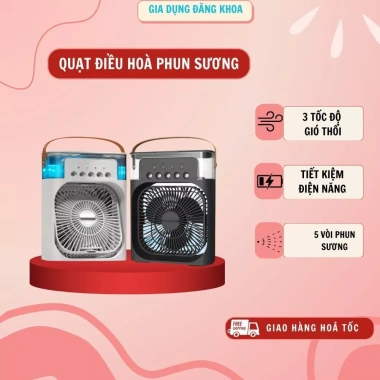 Quạt điều hòa hơi nước mini 3 chế độ, LED tích hợp, sạc USB, phun sương cho bàn, giá 100k, bảo hành 8