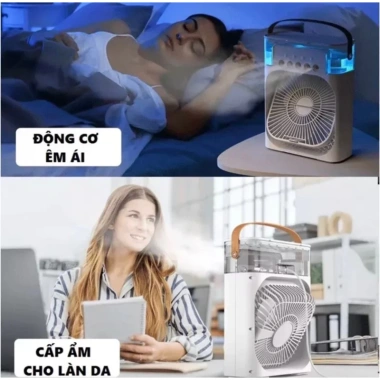 Quạt điều hòa hơi nước mini 600ml - 3 chế độ phun sương để bàn, 155.000 VND
