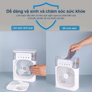 Quạt điều hoà mini để bàn 3 chế độ gió, bình 600ml, đèn LED - Giá 150.000đ 4 Quạt điều hoà mini để bàn 3 chế độ gió, bình 600ml, đèn LED - Giá 150.000đ 4