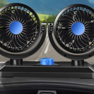 Quạt Đôi Mini ô tô 12V-24V, máy làm mát xe, 3 chế độ gió xoay 360, chỉ 85.900₫