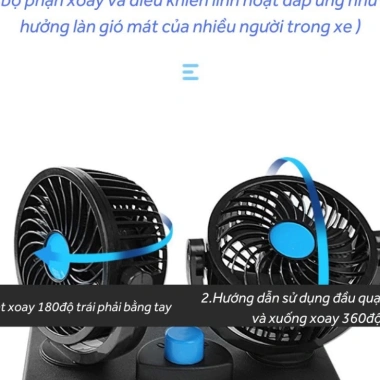 Quạt Đôi Mini ô tô 12V-24V, máy làm mát xe, 3 chế độ gió xoay 360, chỉ 85.900₫ 5 Quạt Đôi Mini ô tô 12V-24V, máy làm mát xe, 3 chế độ gió xoay 360, chỉ 85.900₫ 5
