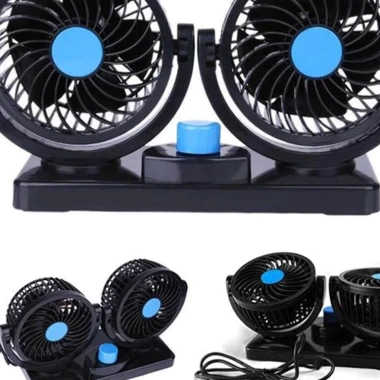 Quạt Đôi Mini ô tô 12V-24V, máy làm mát xe, 3 chế độ gió xoay 360, chỉ 85.900₫