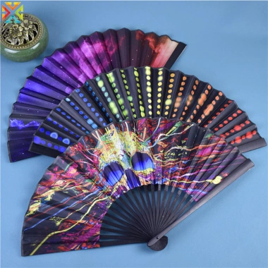 Quạt Gấp 23cm Cầm Tay In Hình Cầu Vồng Nhẫn Xương Tre Lạnh Lễ Hội Hiệu Suất Khiêu Vũ Giá 82.757 VND