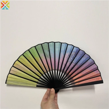 Quạt Gấp 23cm Cầm Tay In Hình Cầu Vồng Nhẫn Xương Tre Lạnh Lễ Hội Hiệu Suất Khiêu Vũ Giá 82.757 VND