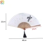Quạt Gấp Cổ Điển Thêu Viền Hanfu - Tay Cầm Tre, Cotton, Vải Lanh, 104.870₫ 7