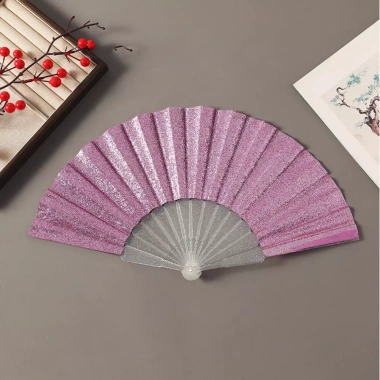 Quạt Gấp Đa Năng Di Động Màu Trơn Lấp Lánh Nhựa Hoàn Hảo Cho Đám Cưới Tiệc Du Lịch Cosplay Quà Tặng 8