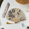 Quạt gấp hoa lụa NAMSHEVA - Gỗ tre Trung Quốc retro, trang trí tủ khách, chỉ 61.820₫ 5