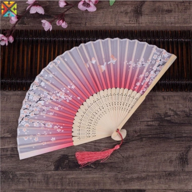 Quạt gấp lụa thân gỗ sang trọng, cổ điển khiêu vũ, chất lượng cao - 47.443₫ 3