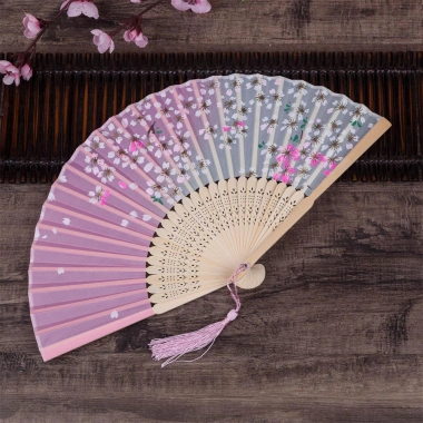 Quạt gấp lụa thân gỗ sang trọng, cổ điển khiêu vũ, chất lượng cao - 47.443₫ 10
