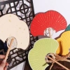 Quạt giấy gạo NLINNI – Quạt tròn bạch quả cầm tay hai mặt, thủ công tinh tế, tranh thư pháp 4