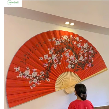Quạt Giấy Hoa Anh Đào 110cm Treo Tường - Trang Trí Tết Nhà Hàng, Quán Cà Phê, Văn Phòng, 190k