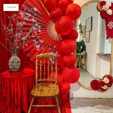 Quạt Giấy Hoa Anh Đào 110cm Treo Tường - Trang Trí Tết Nhà Hàng, Quán Cà Phê, Văn Phòng, 190k