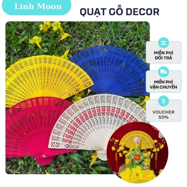 Quạt Gỗ Gấp và Xếp Cổ Trang Đủ Màu Set Trang Trí Tết 2.026 - Giá 7.000đ