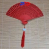 Quạt gỗ trắng và đỏ tua ngọc vân - gấp gọn, decor Tết, giỏ quà, chỉ 9.000đ 2
